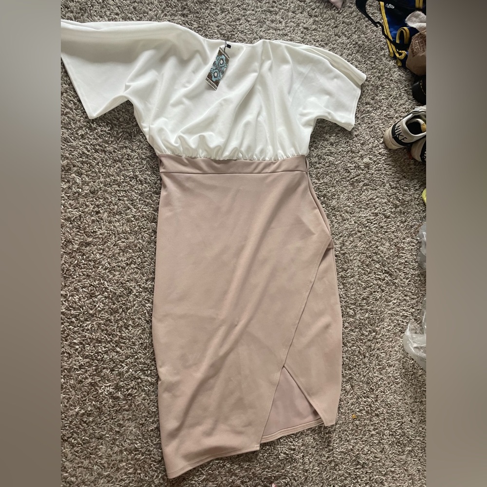Boohoo color block kimono sleeve midi dress